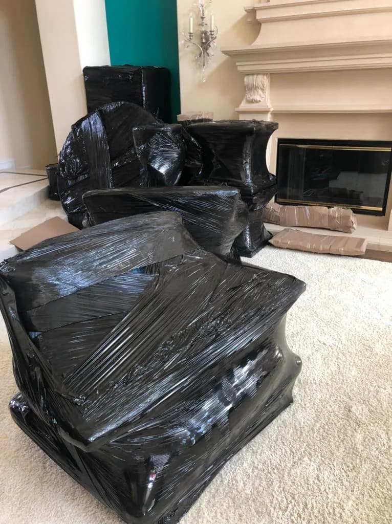 Wrapped furniture protected for moving