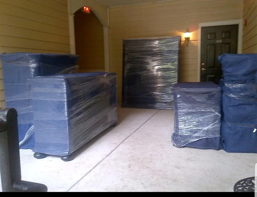 Furniture wrapped and protected before loading